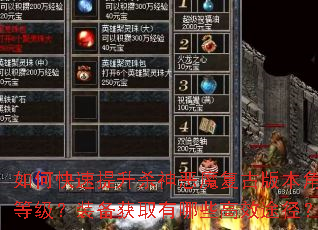如何快速提升杀神恶魔复古版本角色等级?装备获取有哪些高效途径? 如何快速提升杀神恶魔复古版本角色等级?装备获取有哪些高效途径?