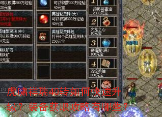 虎啸祥瑞40转如何快速升级?装备获取攻略有哪些? 虎啸祥瑞40转如何快速升级?装备获取攻略有哪些?